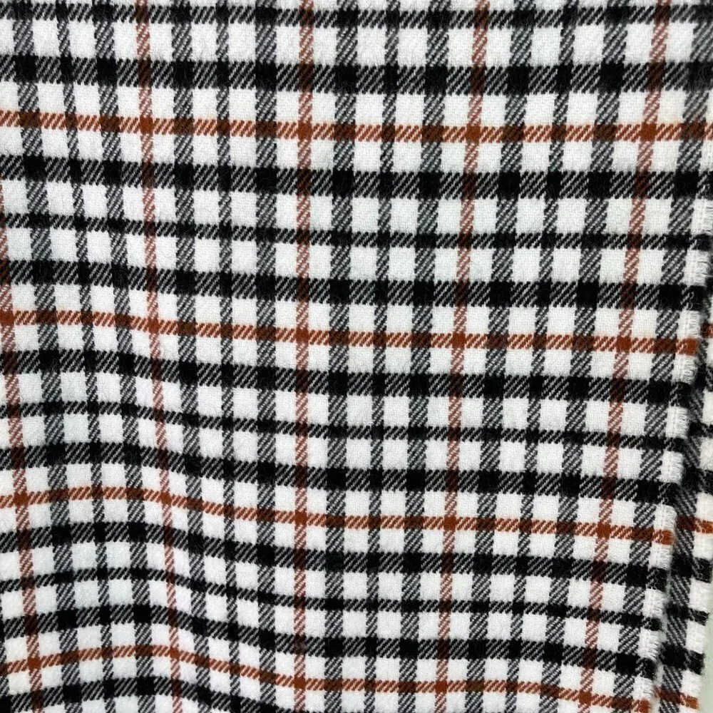 Lambswool Womens Scarf Plaid Made In Italy Fringe White Black Brown Rectangle